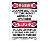NMC ESD679 Danger Lock Out Electrical Switches Sign - Bilingual