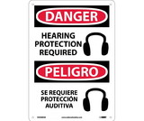 NMC ESD690 Danger Hearing Protection Required Sign - Bilingual