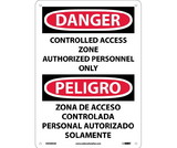 NMC ESD695 Danger Controlled Access Zone Sign - Bilingual
