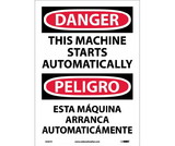 NMC ESD87 Danger Automatic Machine Start Sign - Bilingual