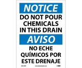 NMC ESN130 Notice Do Not Pour Chemicals In This Drain Sign - Bilingual