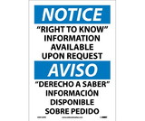 NMC ESN153 Notice Right To Know Sign - Bilingual