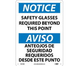 NMC ESN18 Notice Safety Glasses Required Sign - Bilingual