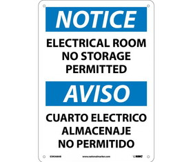 NMC ESN368 Notice Electrical Room No Storage Permitted Sign - Bilingual
