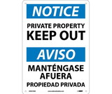 NMC ESN374 Notice Private Property Keep Out Sign - Bilingual