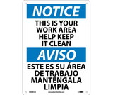 NMC ESN381 Notice Keep Work Area Clean Sign - Bilingual