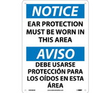 NMC ESN385 Notice Ear Protection Must Be Worn Sign - Bilingual