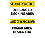 NMC ESSN102 Security Notice Designated Smoking Area Sign - Bilingual