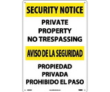 NMC ESSN26 Security Notice No Trespassing Sign - Bilingual