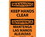 NMC 10" X 14" Vinyl Safety Identification Sign, Keep Hands Clear Bilingual, Price/each