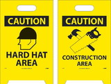 NMC FS16 Hard Hat Area Double-Sided Floor Sign, Corrugated Plastic, 19
