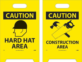 NMC FS16 Hard Hat Area Double-Sided Floor Sign, Corrugated Plastic, 19" x 12"