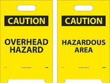 NMC FS18 Caution Overhead Hazard Double-Sided Floor Sign, Corrugated Plastic, 19