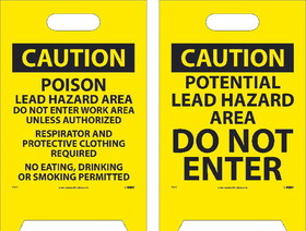 NMC FS19 Caution Potential Lead Hazard Double-Sided Floor Sign, Corrugated Plastic, 19" x 12"