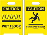 NMC FS1 Caution Wet Floor Double-Sided Floor Sign, Corrugated Plastic, 19
