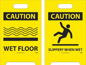 NMC FS1 Caution Wet Floor Double-Sided Floor Sign, Corrugated Plastic, 19" x 12"
