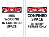 NMC FS21 Danger Men Working In Confined Space Double-Sided Floor Sign, Corrugated Plastic, 19
