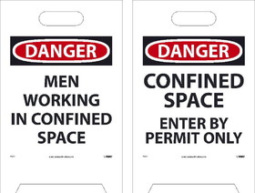 NMC FS21 Danger Men Working In Confined Space Double-Sided Floor Sign, Corrugated Plastic, 19" x 12"