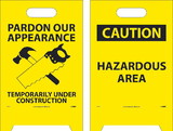 NMC FS23 Caution Hazardous Area Double-Sided Floor Sign, Corrugated Plastic, 19
