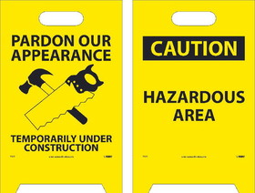NMC FS23 Caution Hazardous Area Double-Sided Floor Sign, Corrugated Plastic, 19" x 12"