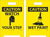 NMC FS2 Caution Watch Your Step Double-Sided Floor Sign, Corrugated Plastic, 19