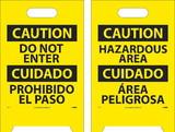 NMC FS31 Caution Do Not Enter - Bilingual Double-Sided Floor Sign, Corrugated Plastic, 19