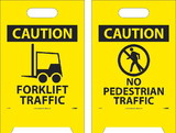 NMC FS34 Caution Forklift Traffic Double-Sided Floor Sign, Corrugated Plastic, 19