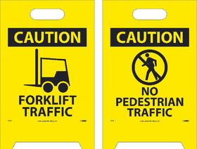 NMC FS34 Caution Forklift Traffic Double-Sided Floor Sign, Corrugated Plastic, 19" x 12"