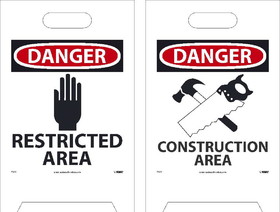 NMC FS35 Danger Restricted Area Double-Sided Floor Sign, Corrugated Plastic, 19" x 12"