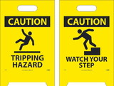 NMC FS36 Caution Watch Your Step Double-Sided Floor Sign, Corrugated Plastic, 19