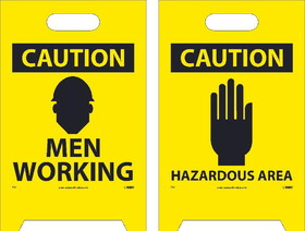 NMC FS3 Caution Men Working Double-Sided Floor Sign, Corrugated Plastic, 19" x 12"