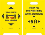 NMC FS43 6Ft Practice Social Dist., Dbl-Sided Floor Sign, Corrugated Plastic, 19