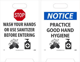 NMC FS48 Wash Your Hands, Dbl-Sided Floor Sign, Corrugated Plastic, 19" x 12"