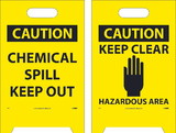 NMC FS5 Caution Chemical Spill Out Double-Sided Floor Sign, Corrugated Plastic, 19
