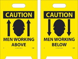 NMC FS6 Caution Men Working Above/Below Double-Sided Floor Sign, Corrugated Plastic, 19