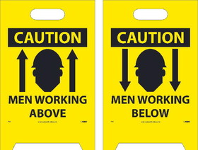 NMC FS6 Caution Men Working Above/Below Double-Sided Floor Sign, Corrugated Plastic, 19" x 12"