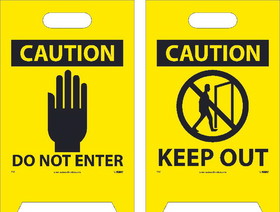 NMC FS8 Caution Keep Out Double-Sided Floor Sign, Corrugated Plastic, 19" x 12"