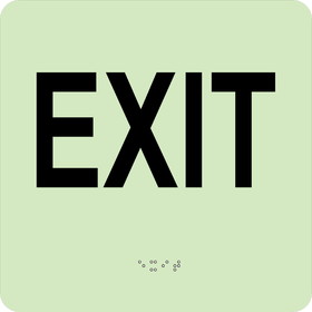 NMC GADA101 Glow Exit Braille Sign, Engraved Signs, 8" x 8"