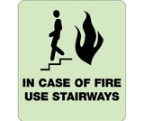 NMC GADA111 Glow In Case Of Fire Use Stairways Braille Sign, Engraved Signs, 9