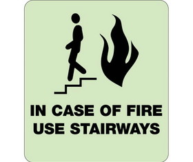 NMC GADA111 Glow In Case Of Fire Use Stairways Braille Sign, Engraved Signs, 9" x 8"