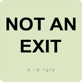 NMC GADA112 Glow Not An Exit Braille Sign, GRAVOPLY TACTILE BRAILLE, 8" x 8"