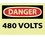DANGER- 480 VOLTS- 3X5- PS VINYLGLOW- 5/PK