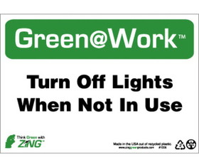 NMC GW1006 Turn Off Lights When Not In Use Sign, GREEN SIGNS, 7" x 10"