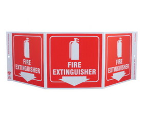 NMC GW3052 Green Work Fire Extinguisher Sign, Rigid Plastic, 7.5" x 20"
