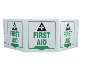NMC GW3056 Green Work First Aid Sign, Rigid Plastic, 7.5" x 20"