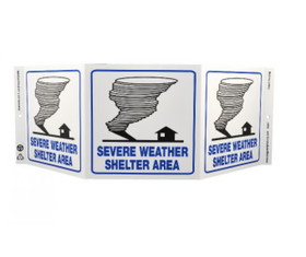 NMC GW3057 Severe Weather Shelter Area Sign, Rigid Plastic, 7.5" x 20"