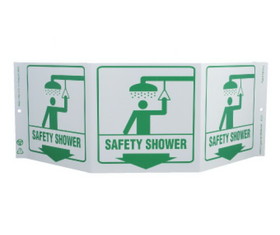 NMC GW3059 Green Work Safety Shower Sign, Rigid Plastic, 7.5" x 20"