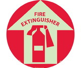 NMC GWFS10 Fire Extinguisher Glow Walk On Floor Sign, 6 Hour Glow Polyester, 17