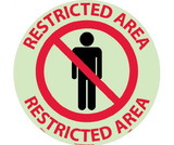NMC GWFS11 Restricted Area Glow Walk On Floor Sign, 6 Hour Glow Polyester, 17