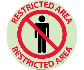 NMC GWFS11 Restricted Area Glow Walk On Floor Sign, 6 Hour Glow Polyester, 17" x 17"